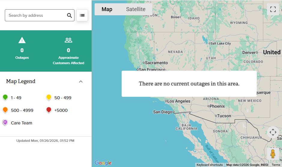Southwest Gas outages map preview